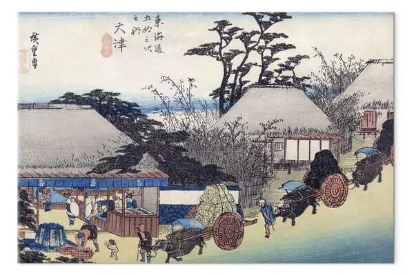 Riproduzione Utagawa Hiroshige - The Teahouse at the Spring, Otsu, from 'Fifty-Three Stages of the Tokaido Road'