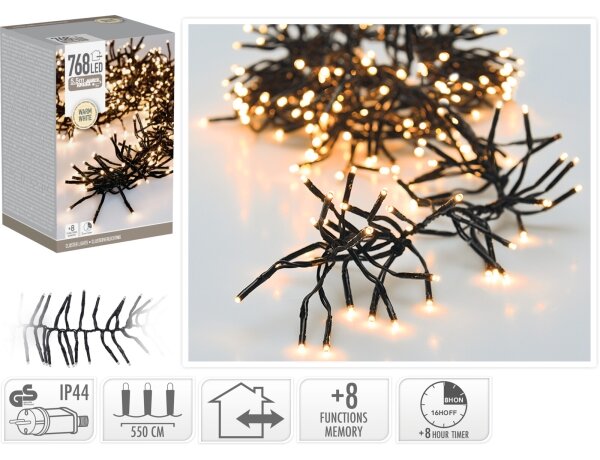 Catena luminosa natalizia LED da esterno 768xLED/230V/8 funzioni 8,5 m IP44 bianco caldo