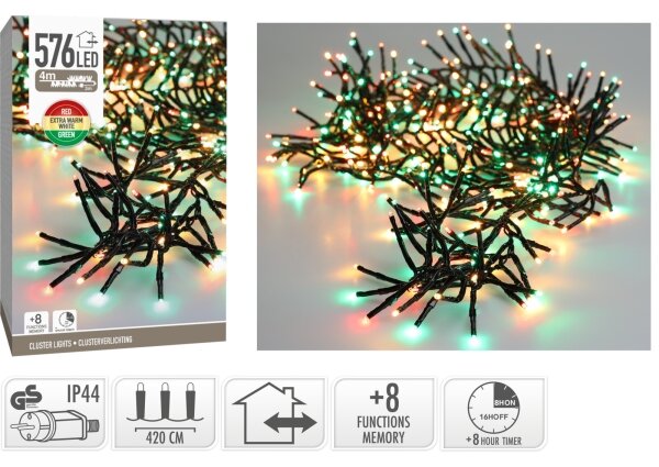 Catena luminosa natalizia da esterno a LED 576xLED/230V/8 funzioni 7,2 m IP44 multicolore