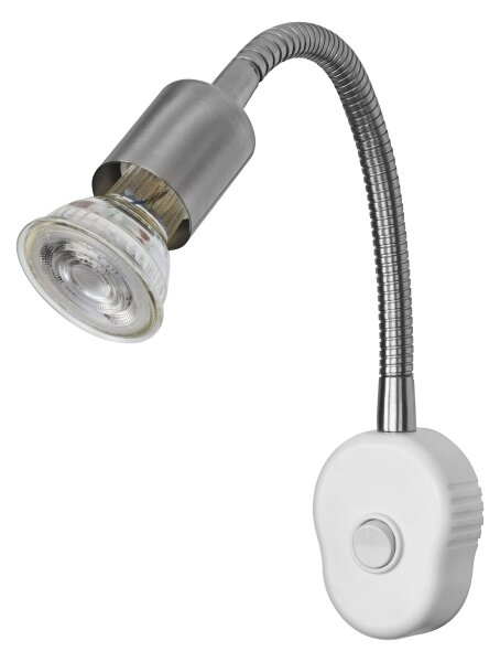 Osram - Lampada da parete flessibile PLUG TUBE FLEX 1xGU10/5W/230V cromo opaco/bianco