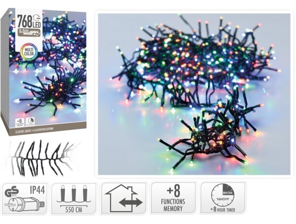 Catena luminosa natalizia LED per esterni 768xLED/230V/8 funzioni 8,5 m IP44 multicolore