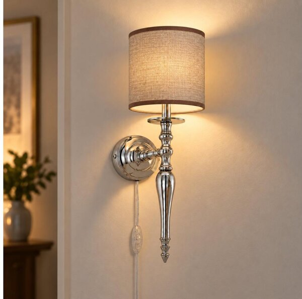 BRILAGI - Lampada da parete NUBILA 1xE27/60W/230V cromo lucido/marrone