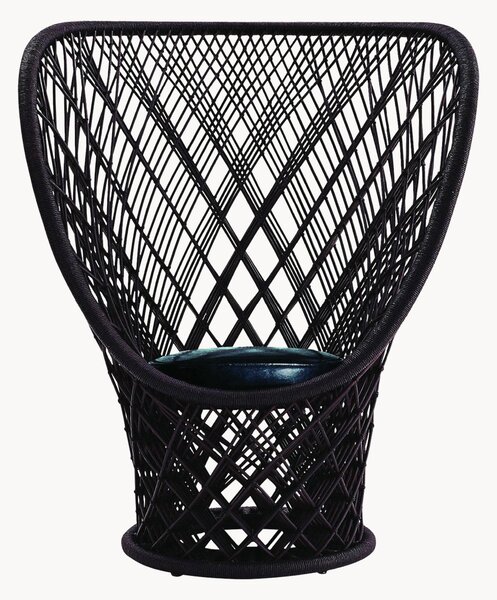 Poltrona in rattan con seduta in pelle Pavo