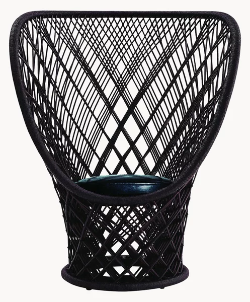 Poltrona in rattan con seduta in pelle Pavo