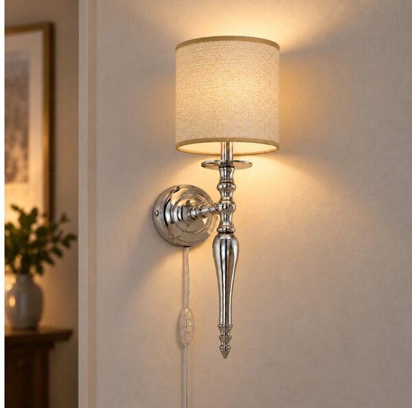 BRILAGI - Lampada da parete NUBILA 1xE27/60W/230V cromo lucido/marrone chiaro