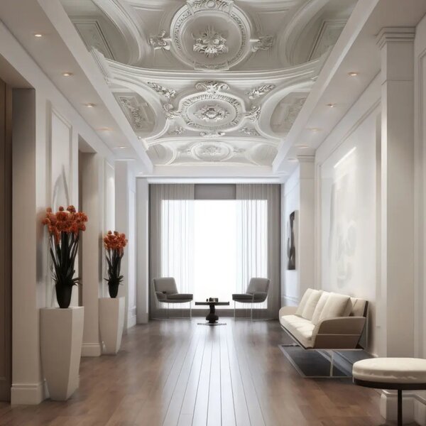 Carta da parati moderna Stucco barocco - ricco ornamento intagliato in stile stucco