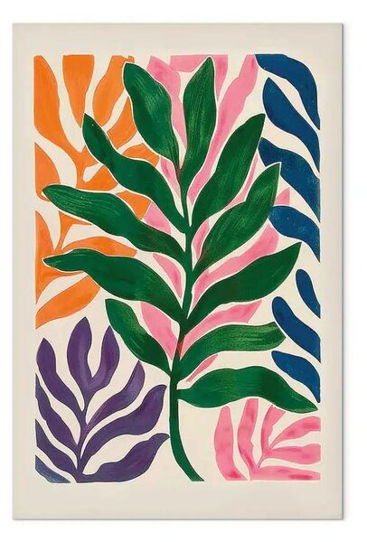 Quadro contemporaneo Foglie colorate - composizione ispirata all'opera di Matisse