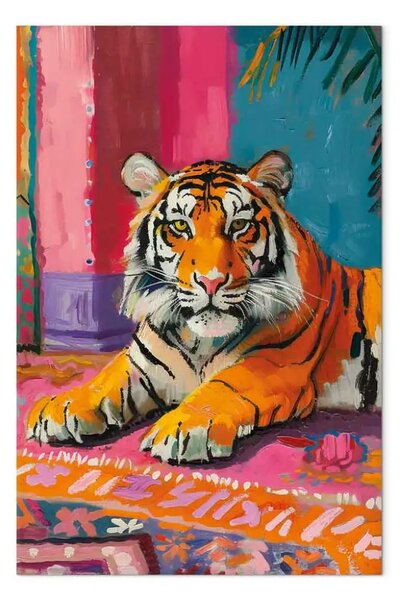 Quadro su tela Tigre - composizione pittorica e colorata con animale selvatico