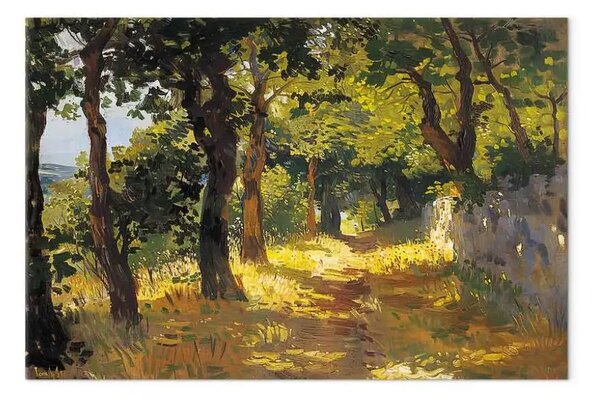 Quadro su tela Foresta verde - raggi di sole illuminano un paesaggio pittorico