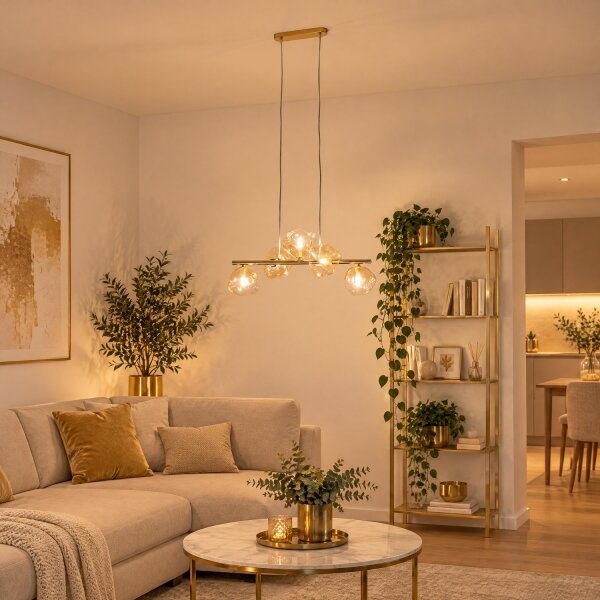 BRILAGI - Lampadario a sospensione con cavo VULCANO 5xG9/8W/230V oro/beige fumé