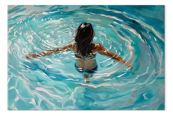 Quadro Bagno tranquillo - donna immersa nell'acqua che forma dei cerchi