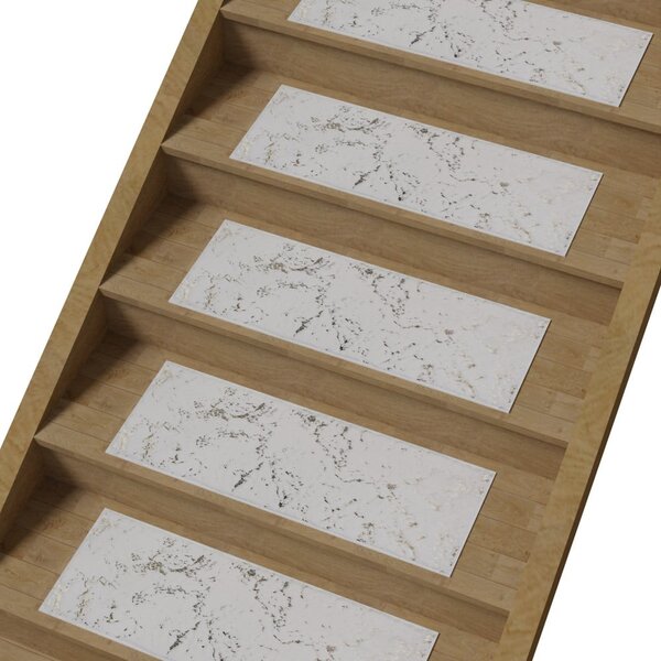 Passatoia per scale color crema-oro in cotone set da 16 pz 25x65 cm Simli Altin - Vitaus