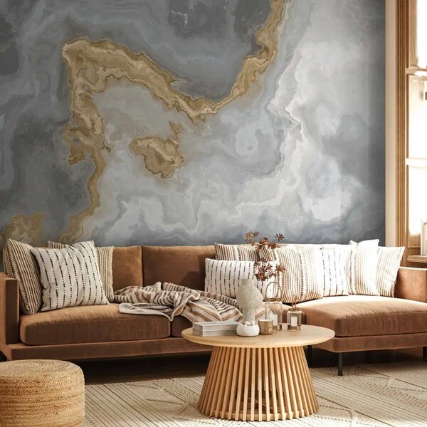 Carta da parati moderna Eleganza della natura - texture marmo in grigio-beige
