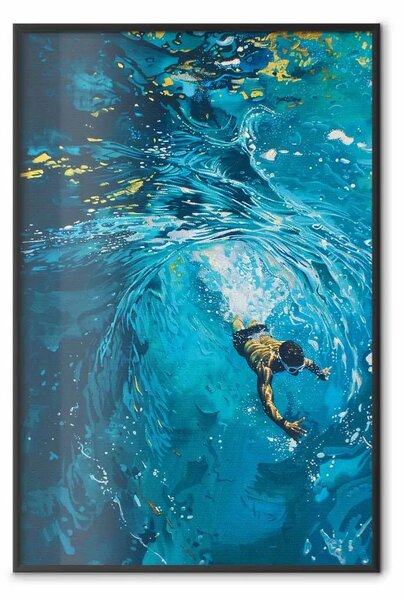 Poster: Spedizione profonda - un uomo che nuota nell'acqua turchese