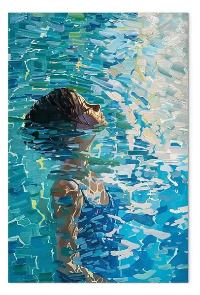 Quadro Momento blu - una donna che galleggia al sole