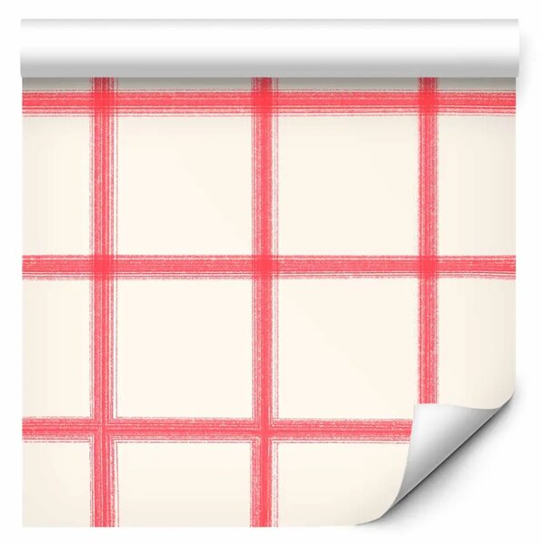 Tappezzerie Griglia minimalista - motivo con linee rosse su sfondo chiaro