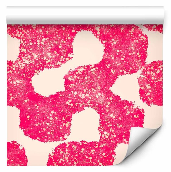 Tappezzerie Macchie irregolari - motivi rosa su sfondo beige