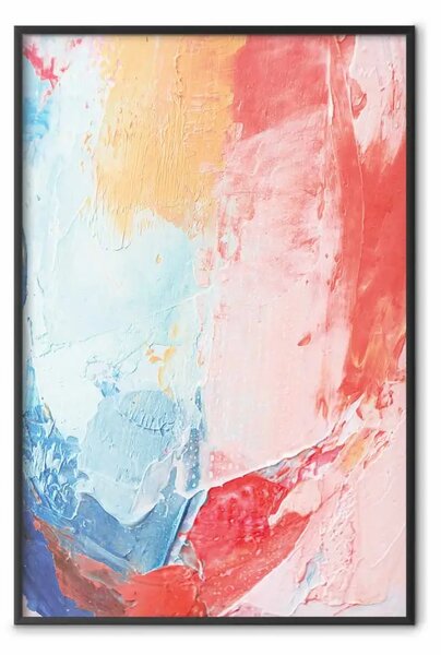 Poster: Colori caldi - una composizione astratta con tocchi di blu e rosso
