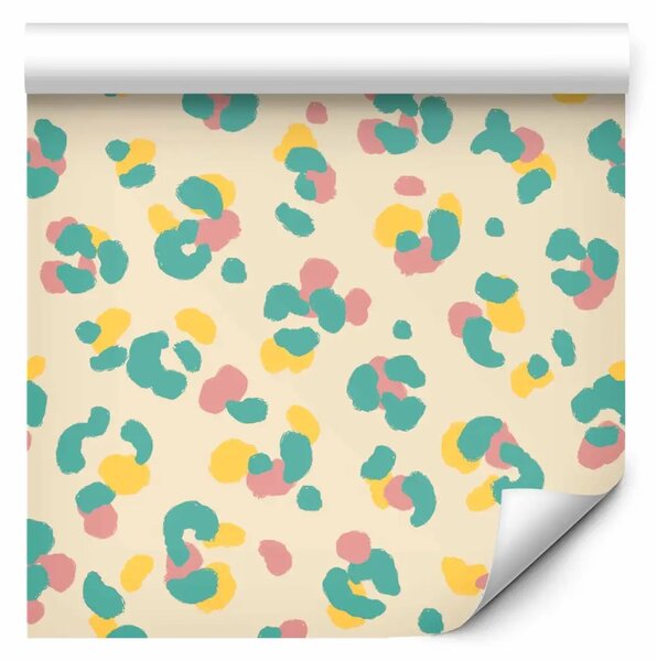 Tappezzerie Camuffamento colorato - forme giallo, verde, rosa su sfondo beige