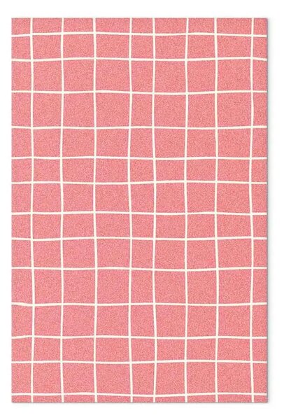 Quadro contemporaneo Motivo geometrico - griglia irregolare rosa su sfondo