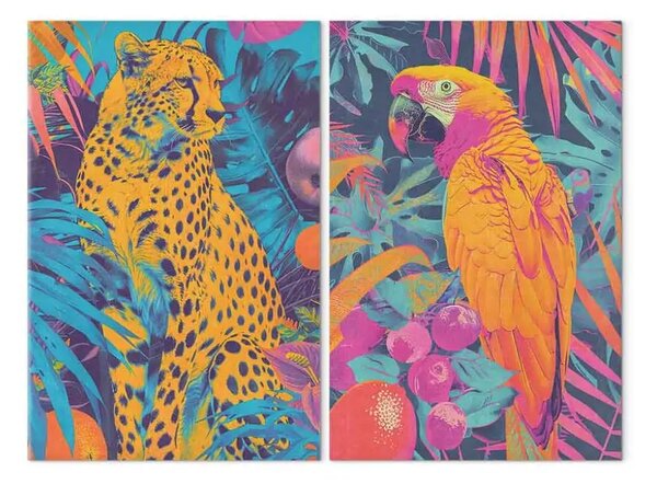 Quadro Visioni tropicali - animali pop-art su sfondo giungla