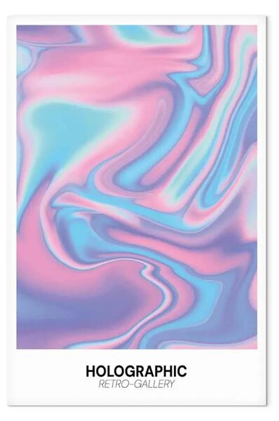 Quadro moderno Holo-dream - onde arcobaleno e sfumature retrò su sfondo bianco