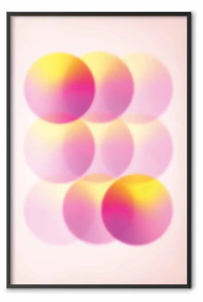 Poster: Cerchi pastello - cerchi astratti rosa e giallo su sfondo luminoso