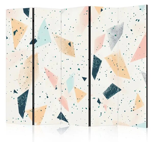 Paravento separè Terrazzo astratto - motivo geometrico con elementi multicolori