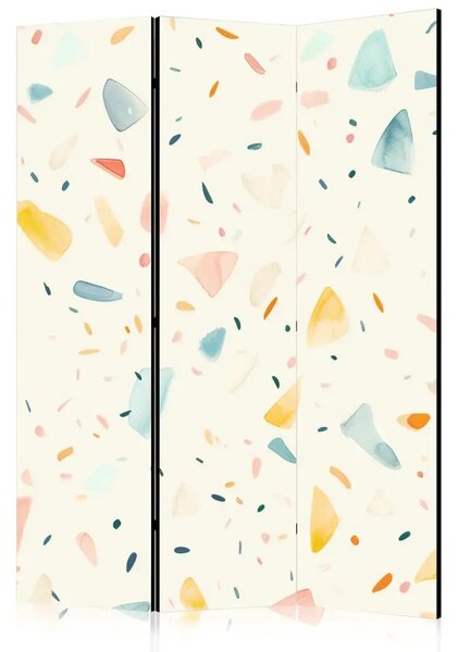Paravento separè Terrazzo acquerellato - motivo con pezzi colorati su sfondo chiaro
