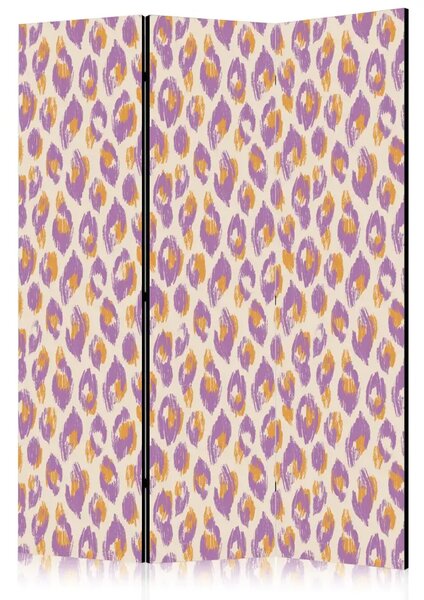 Paravento design Macchie animali - motivo giallo e viola su sfondo chiaro