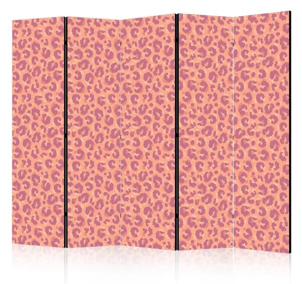 Paravento design Macchie di leopardo - motivo astratto nei toni del rosa e del viola