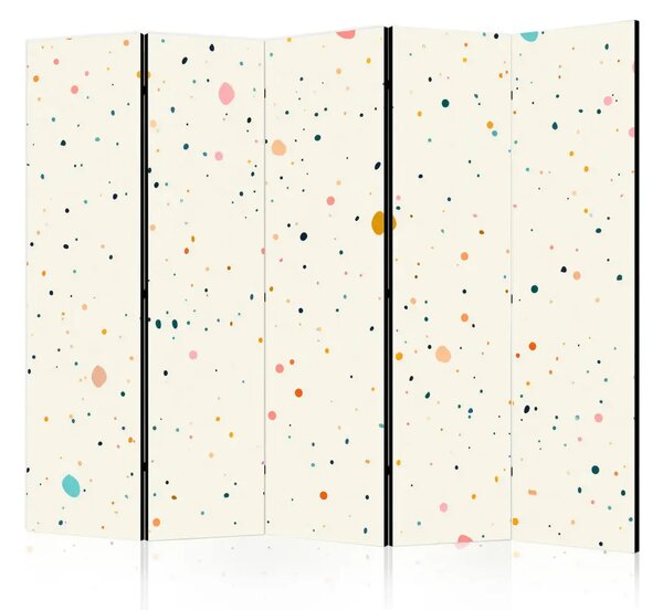 Paravento Terrazzo spots - motivo con punti multicolori su sfondo beige