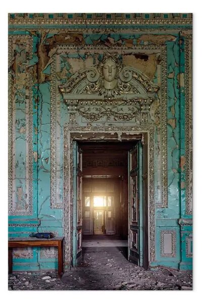 Quadro Ingresso ornato - sala storica con cornicione ornato e danni