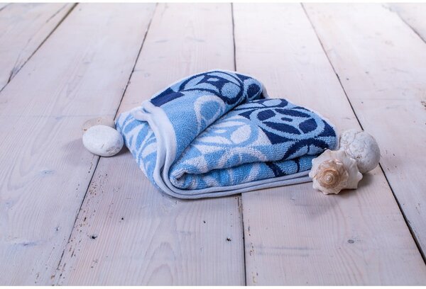 Asciugamano blu in cotone 70x140 cm Compass - JAHU collections