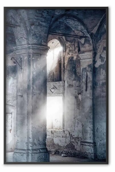 Poster: Un raggio di sole - luce da finestra in un edificio fatiscente