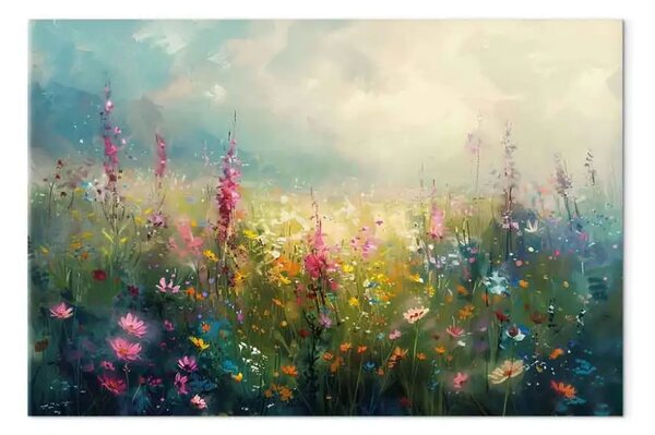 Quadro Prato estivo - paesaggio floreale colorato ispirato a Monet