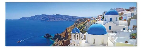 Quadro Vista di Santorini - cupole blu ed edifici bianchi sul Mar Egeo