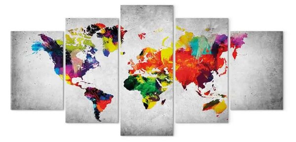 Quadro su tela Mondo amichevole (5 pezzi) largo