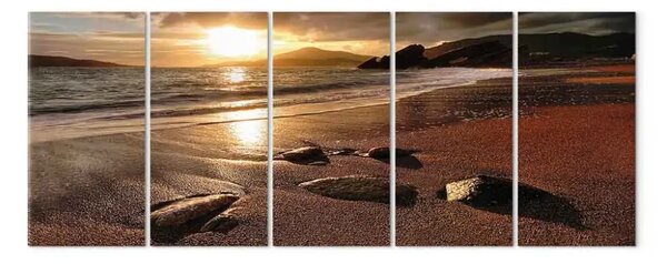 Quadro su tela Spiaggia a Rafailovici - paesaggio al tramonto (5 pezzi) stretto