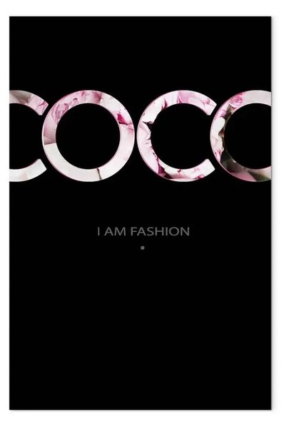 Quadro su tela I Am Fashion testo in inglese verticale