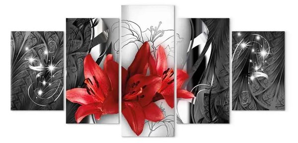 Quadro su tela Gigli per te (5 pezzi) largo