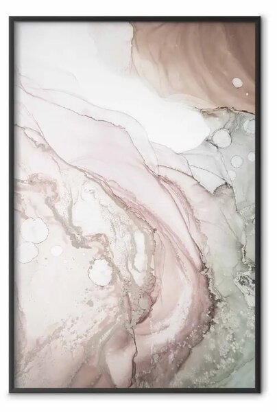 Poster: Striature rosa - delicate linee astratte e macchie in colori pastello