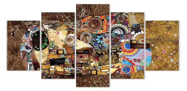 Quadro contemporaneo L'amore secondo Klimt (5 pezzi) largo