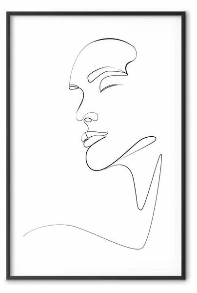 Poster: Volto delicato - profilo femminile a linea singola