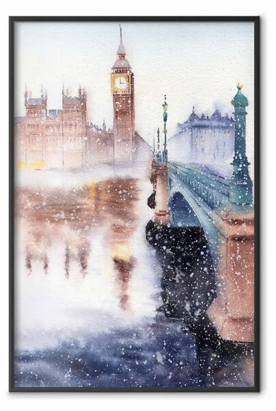 Poster: Neve sul Tamigi - paesaggio invernale di Londra