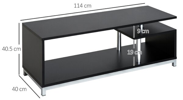 HomCom Mobile Porta tv design unico in Legno, Salotto Ingresso Supporto da tavolo TV Nero|Aosom