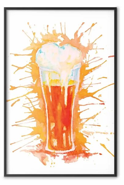 Poster: Schiuma di birra - immagine colorata di una pinta e sfondo vibrante