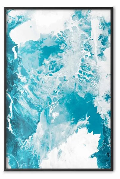 Poster: Caos blu - una combinazione artistica di colori e forme in astrazione