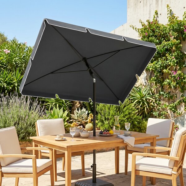 Outsunny Ombrellone da Giardino Rettangolare con Inclinazione Regolabile e Palo in Alluminio, 198x130x240cm, Grigio e Nero|Aosom