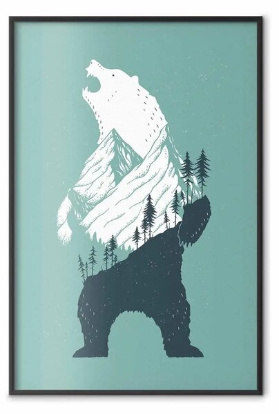 Poster: Gigante della foresta - orso con elementi naturali